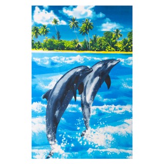 Полотенце вафельное пляжное "Дельфины" 100х150