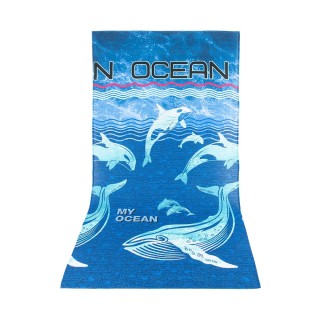 Банное, пляжное вафельное полотенце "Океан" 80х150